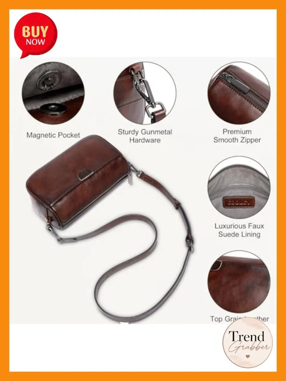 Vintage Genuine Leather Crossbody Bag with Boho Woven Strap